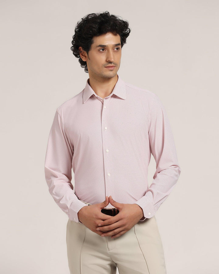 TechPro Formal Red Printed Shirt - Beet