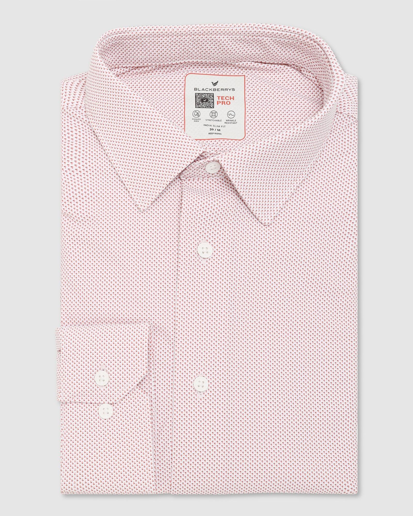 TechPro Formal Red Printed Shirt - Beet - Blackberrys