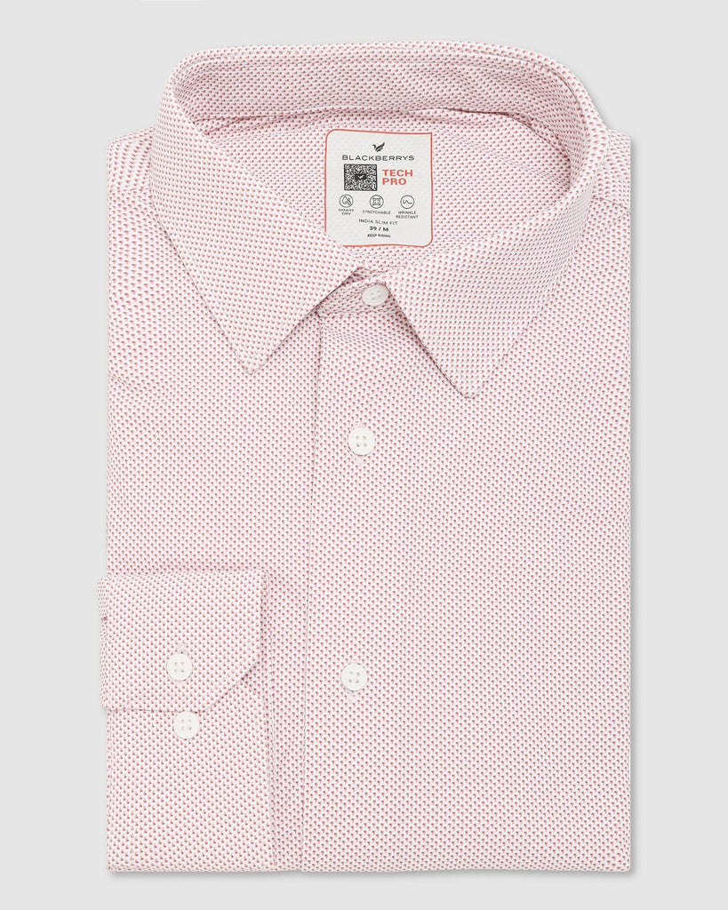 TechPro Formal Red Printed Shirt - Beet