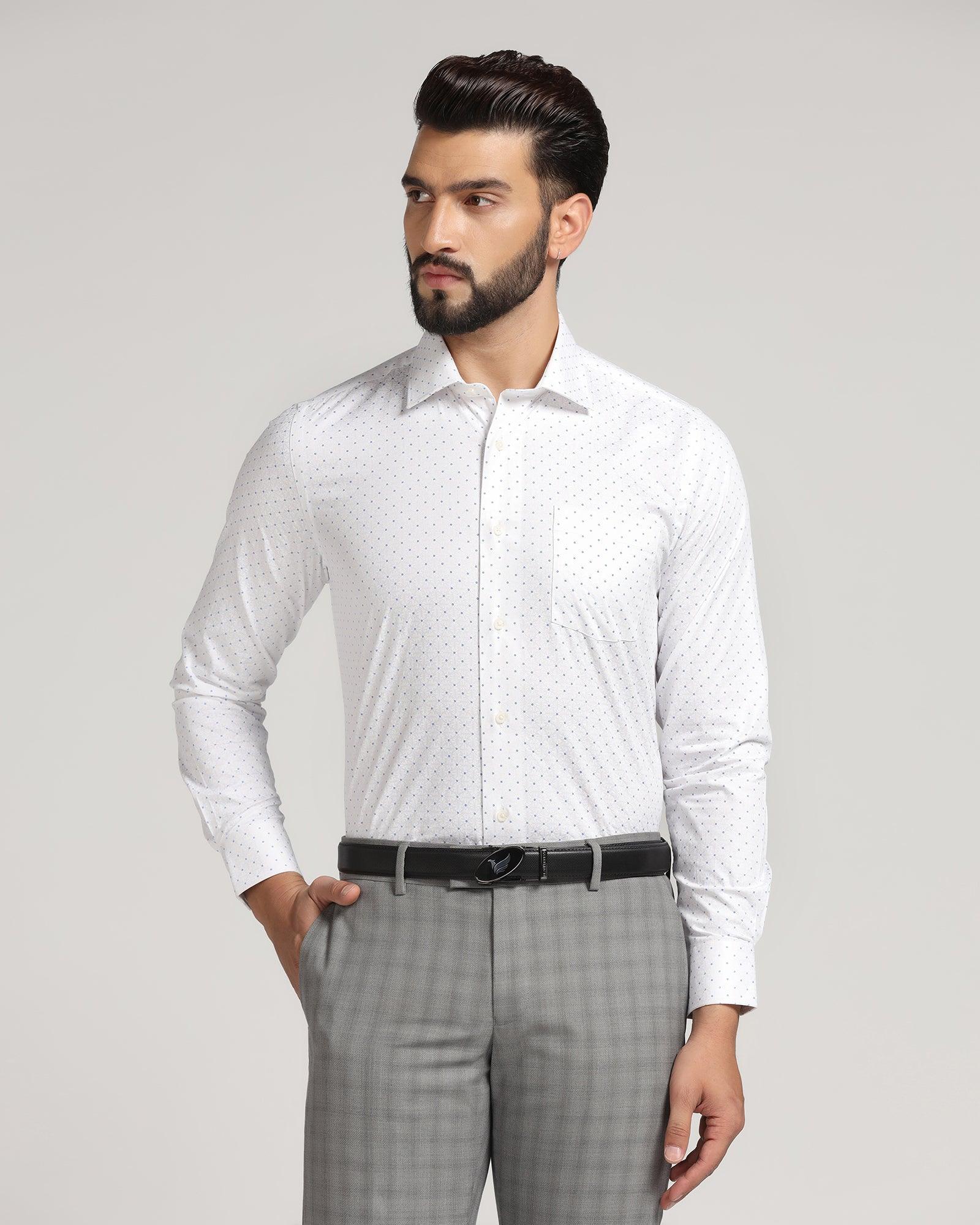 Formal White Printed Shirt - Paris - Blackberrys