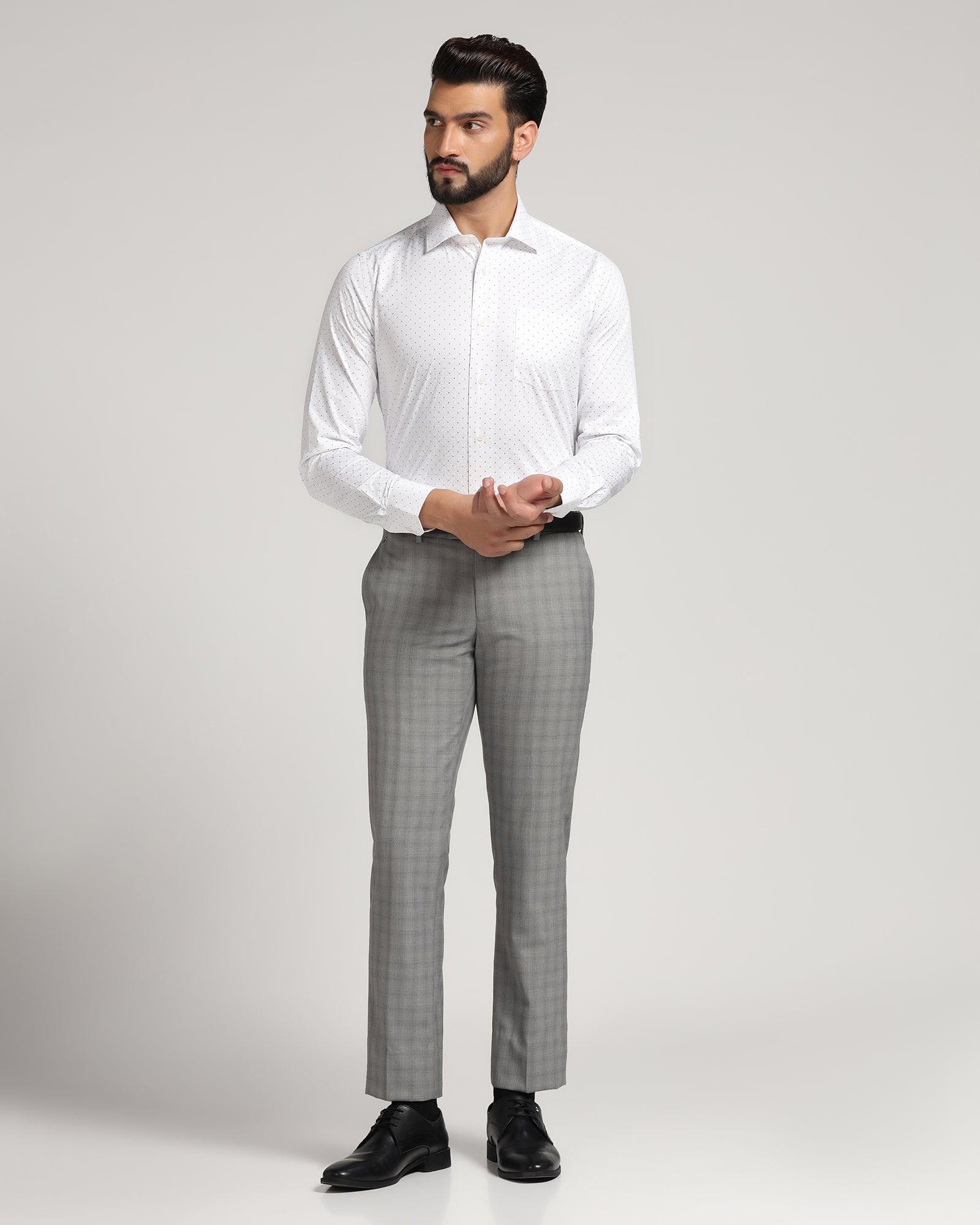 Formal White Printed Shirt - Paris - Blackberrys