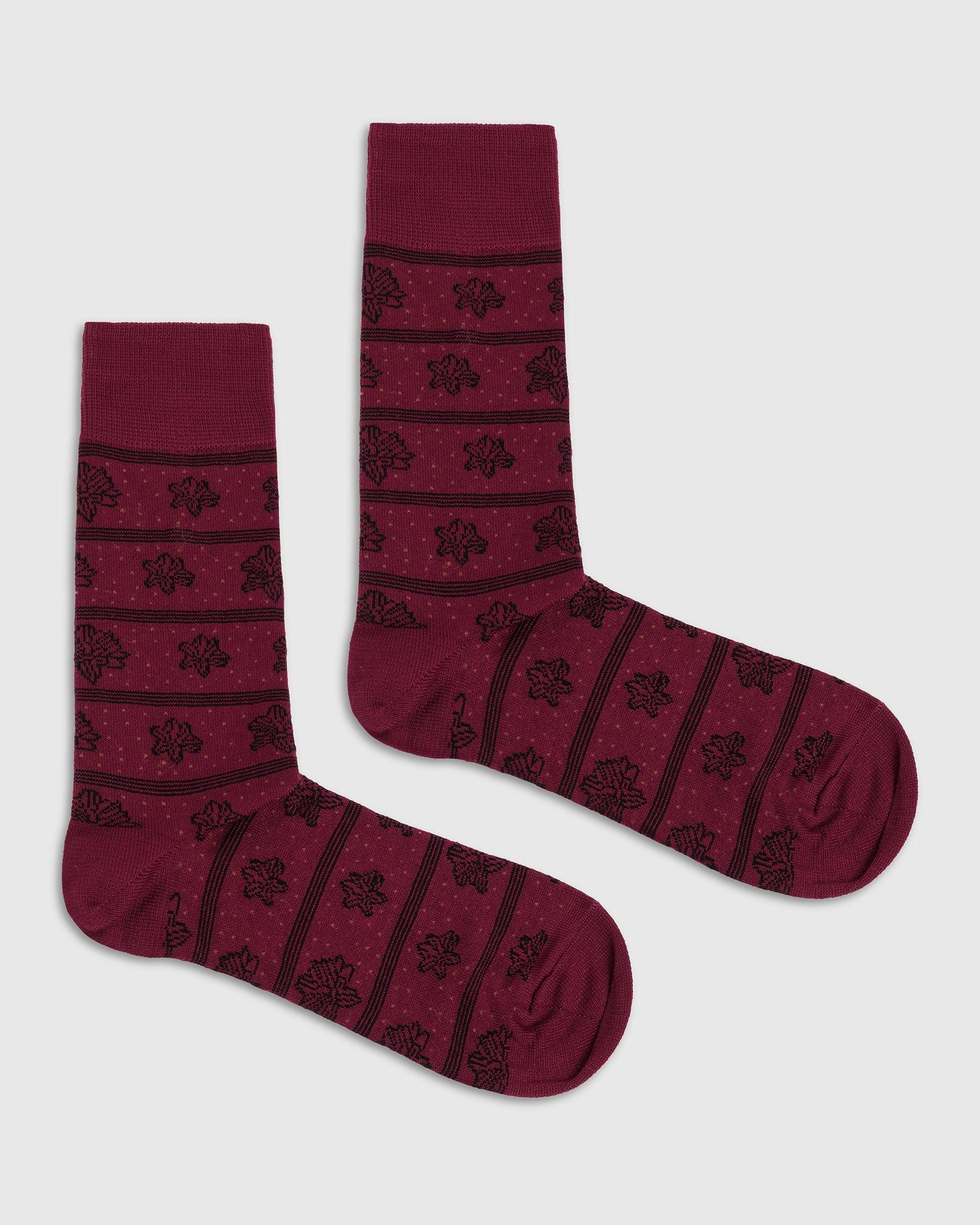 Cotton Maroon Printed Socks - Poly - Blackberrys