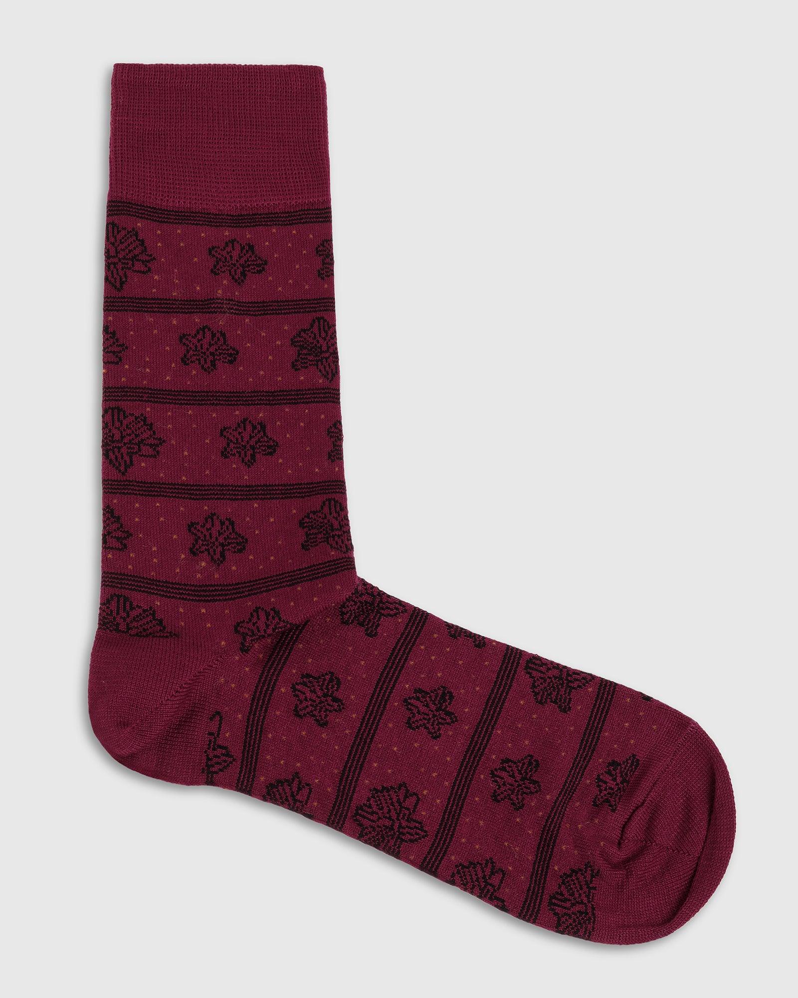 Cotton Maroon Printed Socks - Poly - Blackberrys