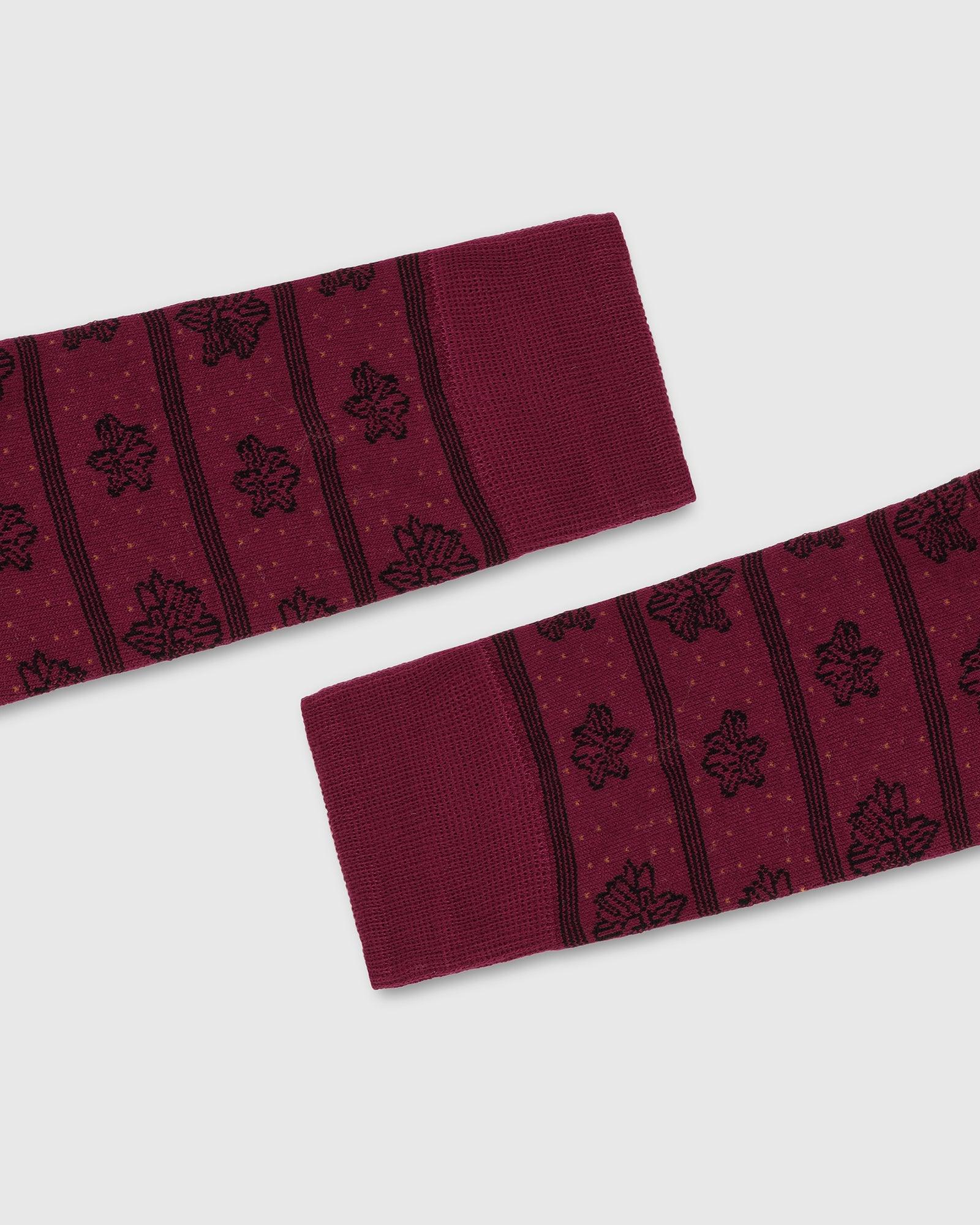 Cotton Maroon Printed Socks - Poly - Blackberrys