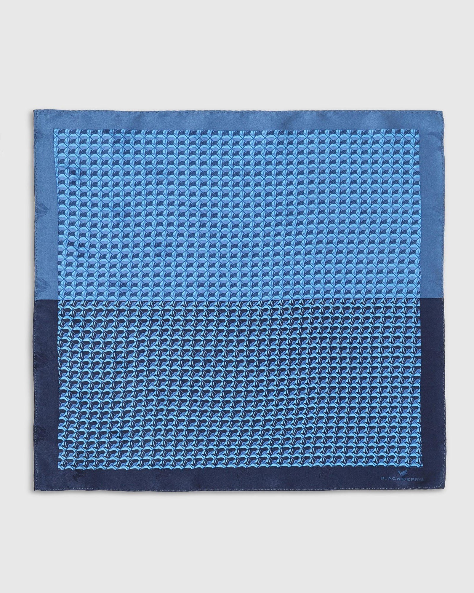 Blue & Navy 100% Silk Printed Pocket Square - Turner