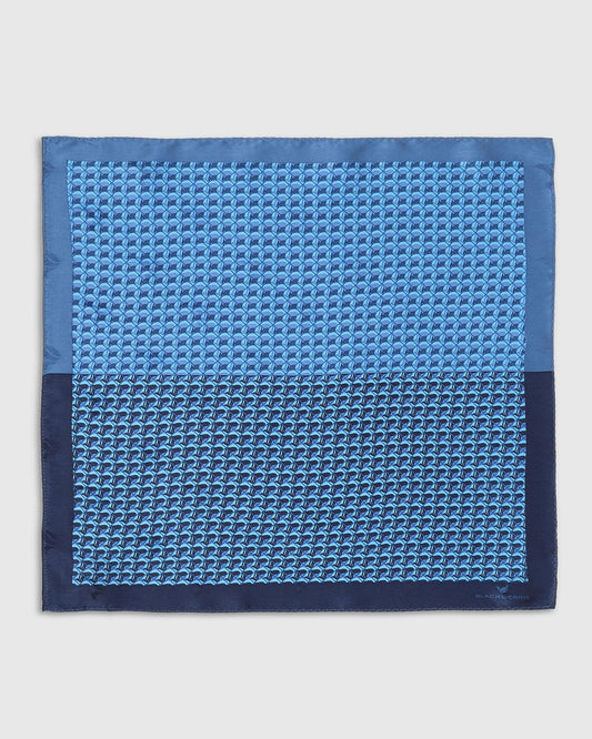Blue & Navy 100% Silk Printed Pocket Square - Turner
