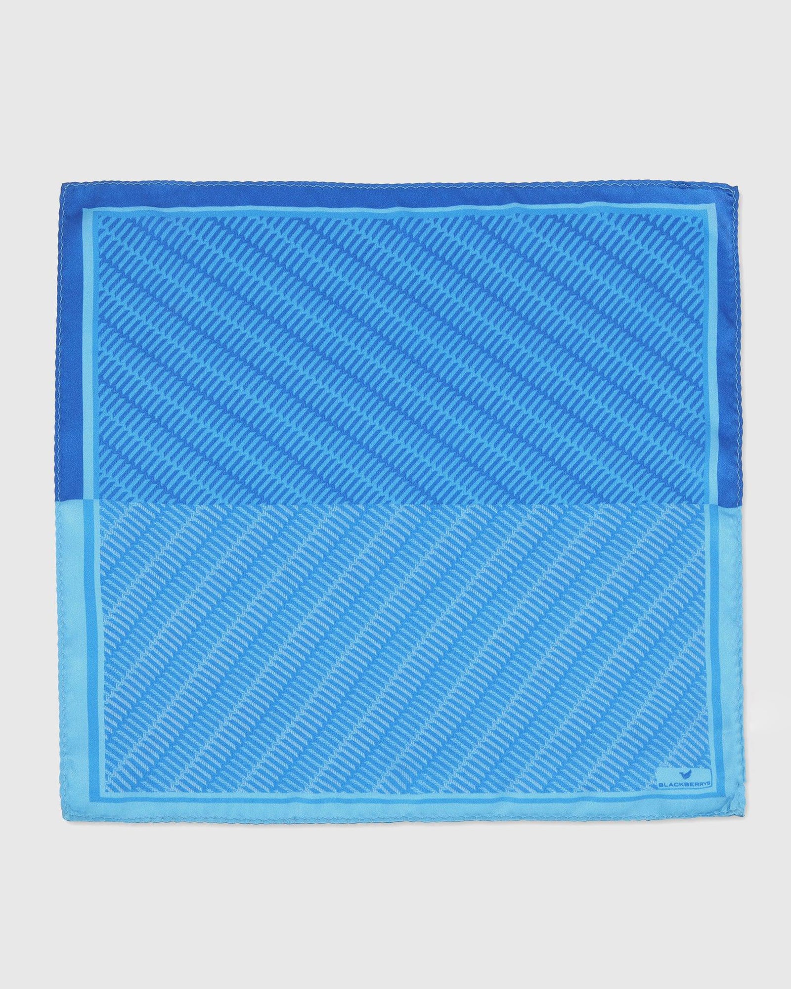Blue 100% Silk Jacquard Pocket Square - Toyota