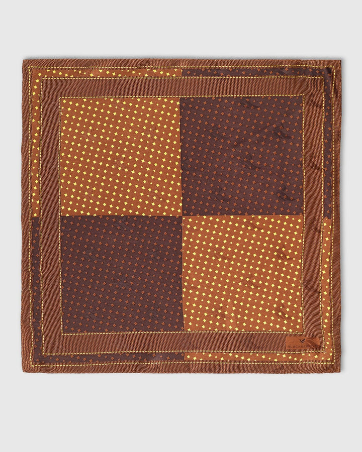 Silk Brown Printed Pocket Square - Toyon