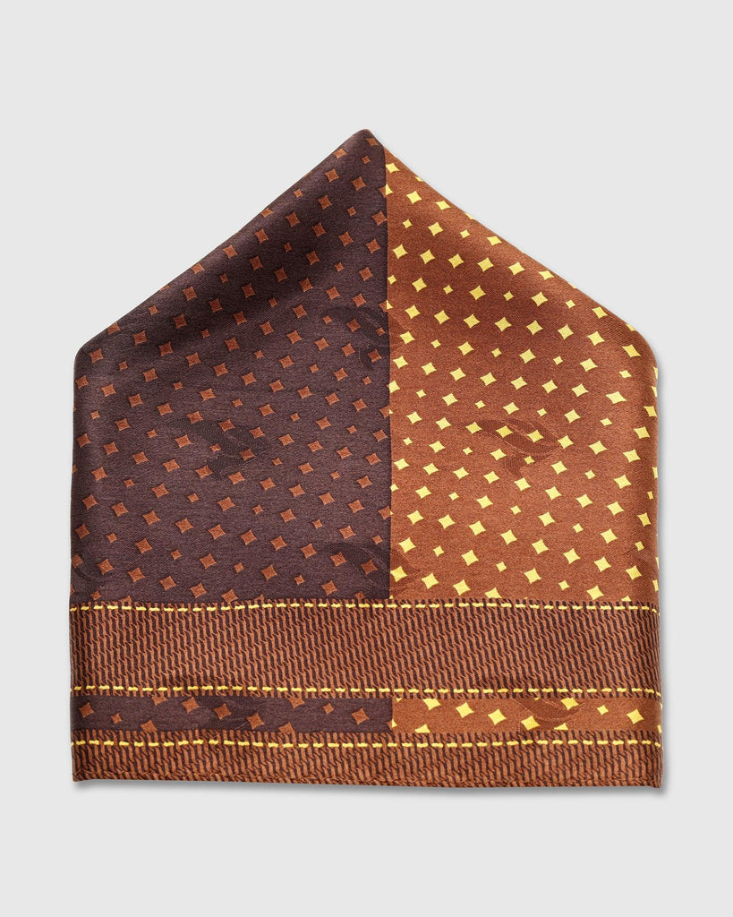 Silk Brown Printed Pocket Square - Toyon