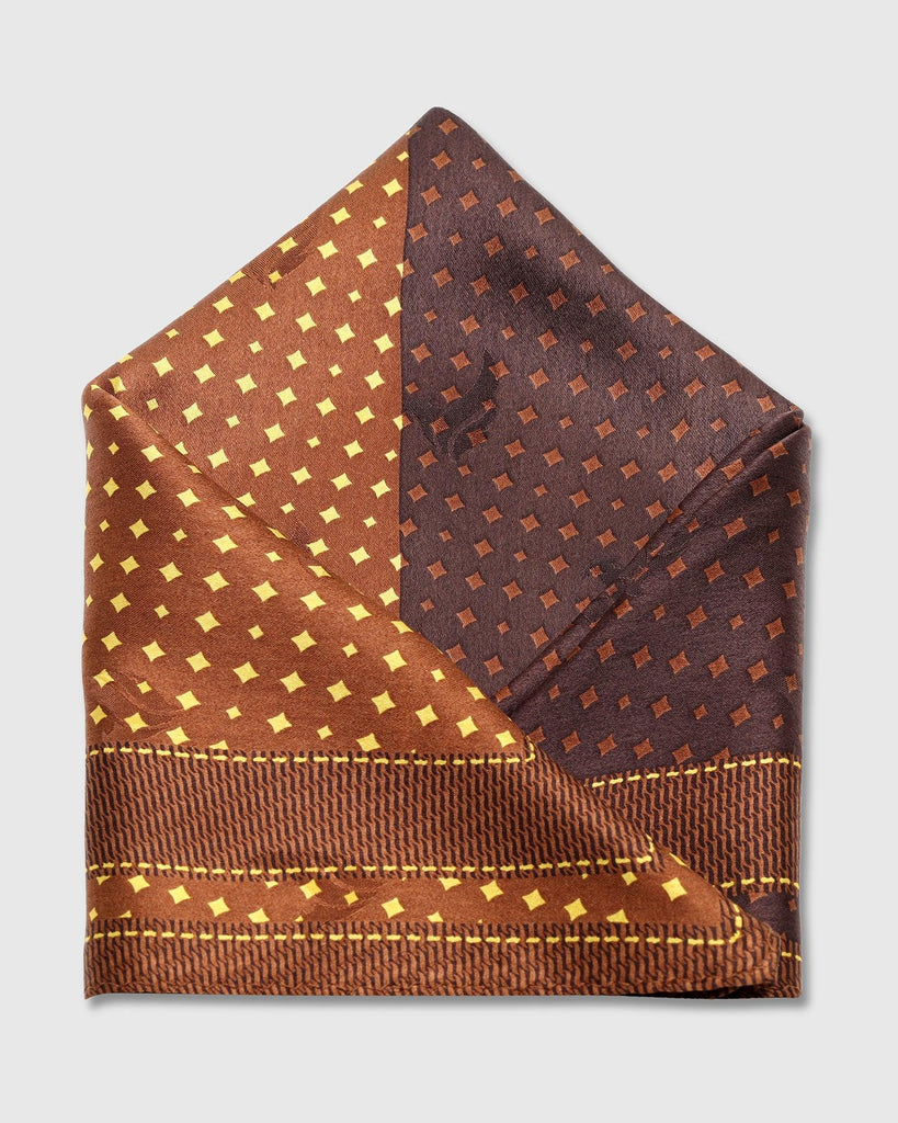 Silk Brown Printed Pocket Square - Toyon