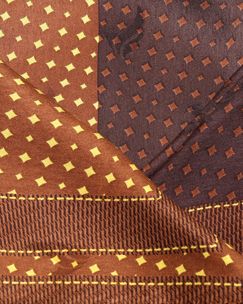 Silk Brown Printed Pocket Square - Toyon