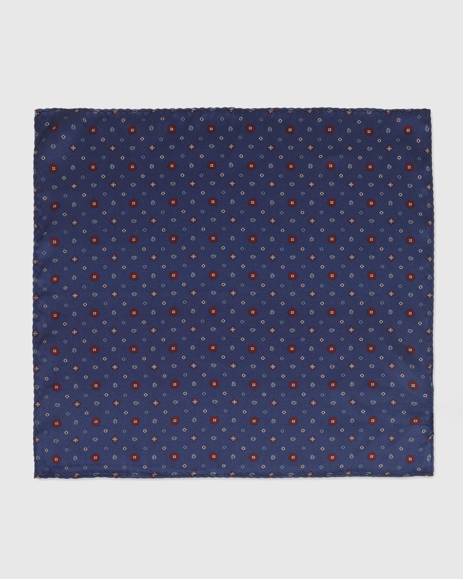 Deep Navy 100% Silk Jacquard Pocket Square - Taylor