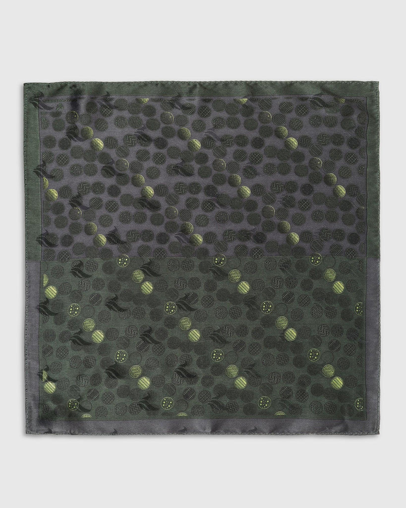 Silk Green Black Printed Pocket Square - Ted