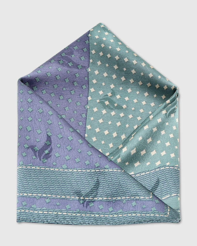 Silk Green Grey Printed Pocket Square - Toyon