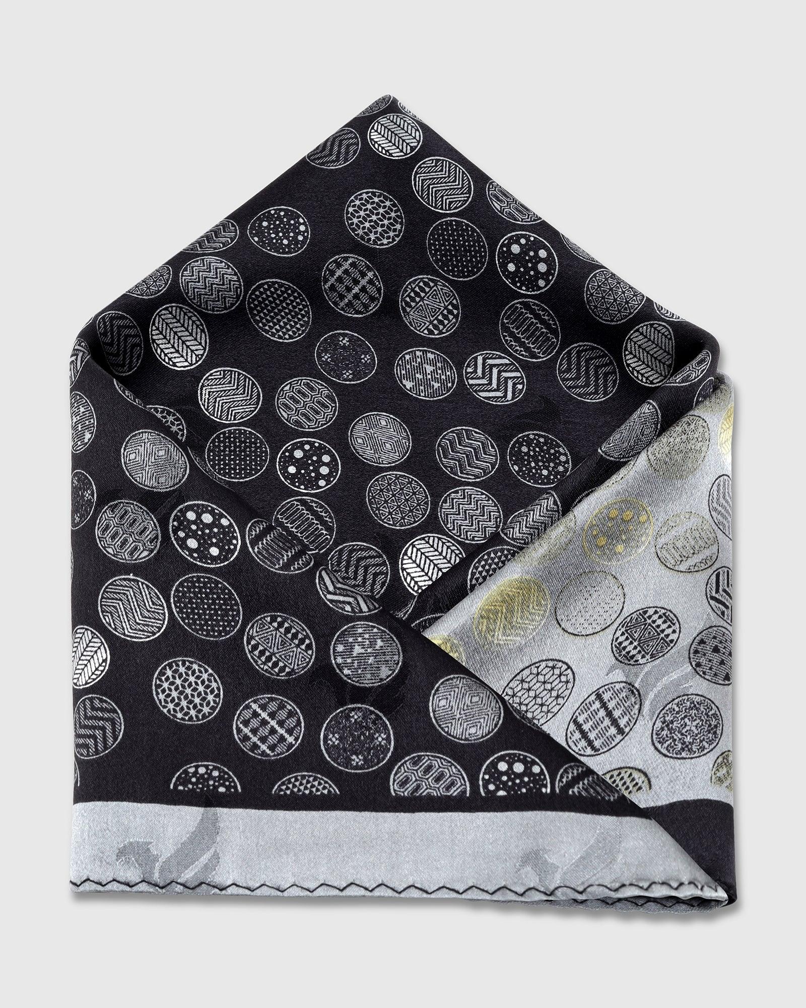 Silk Grey Printed Pocket Square - Ted - Blackberrys