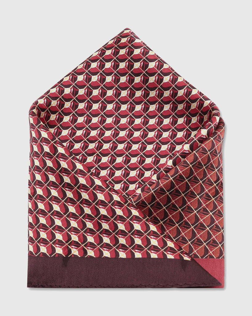 Silk Maroon Printed Pocket Square - Turner