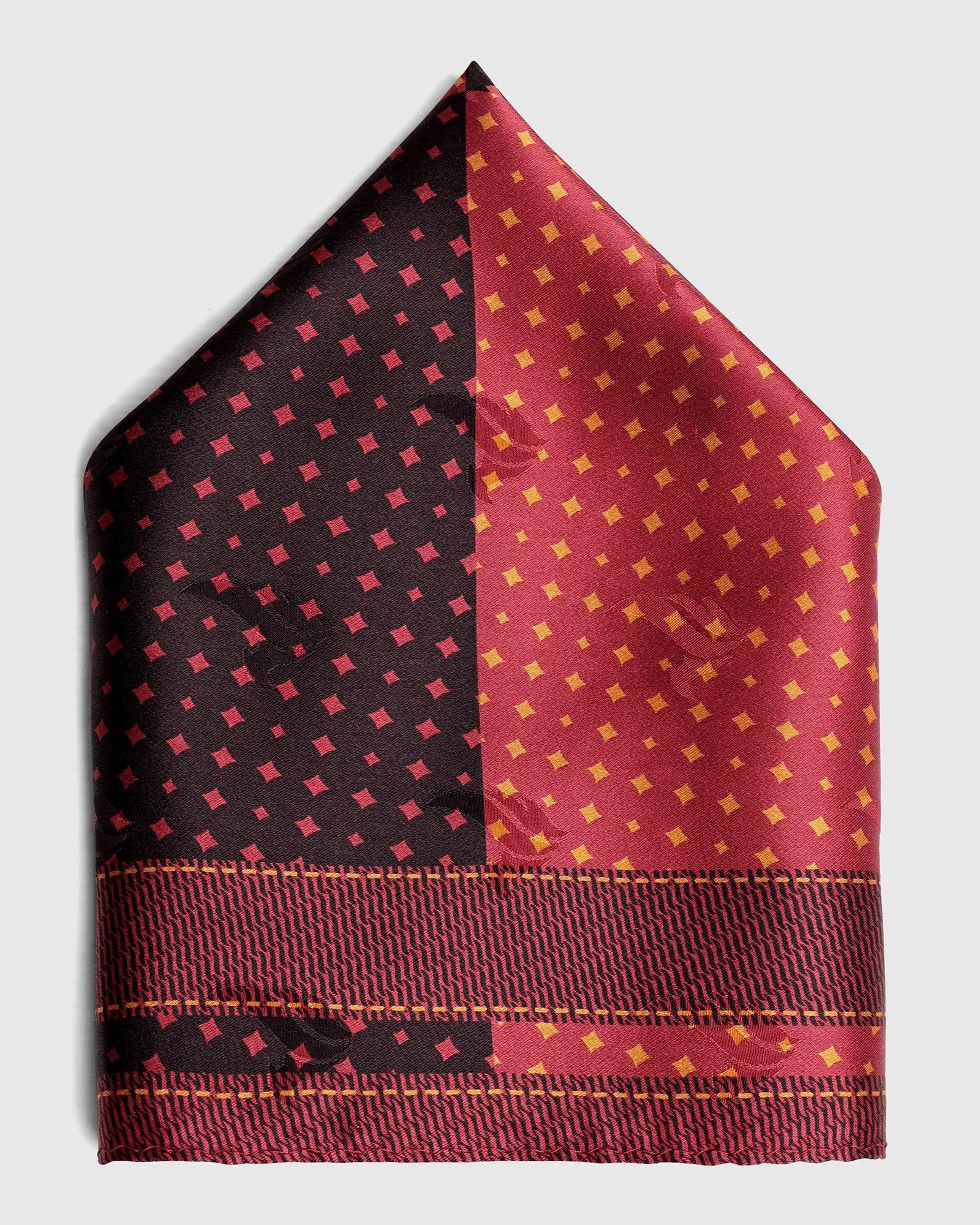 Silk Red Brown Printed Pocket Square - Toyon