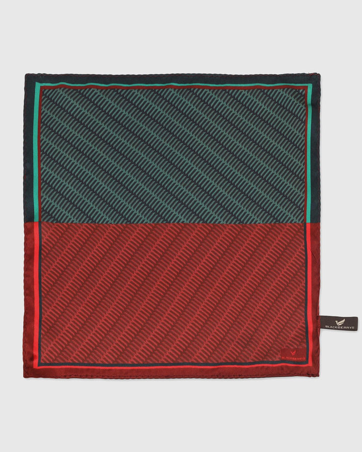 Silk Red & Green Printed Pocket Square - Toyota