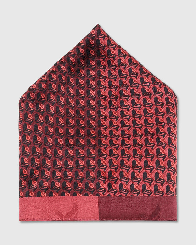 Silk Red Maroon Printed Pocket Square - Turner