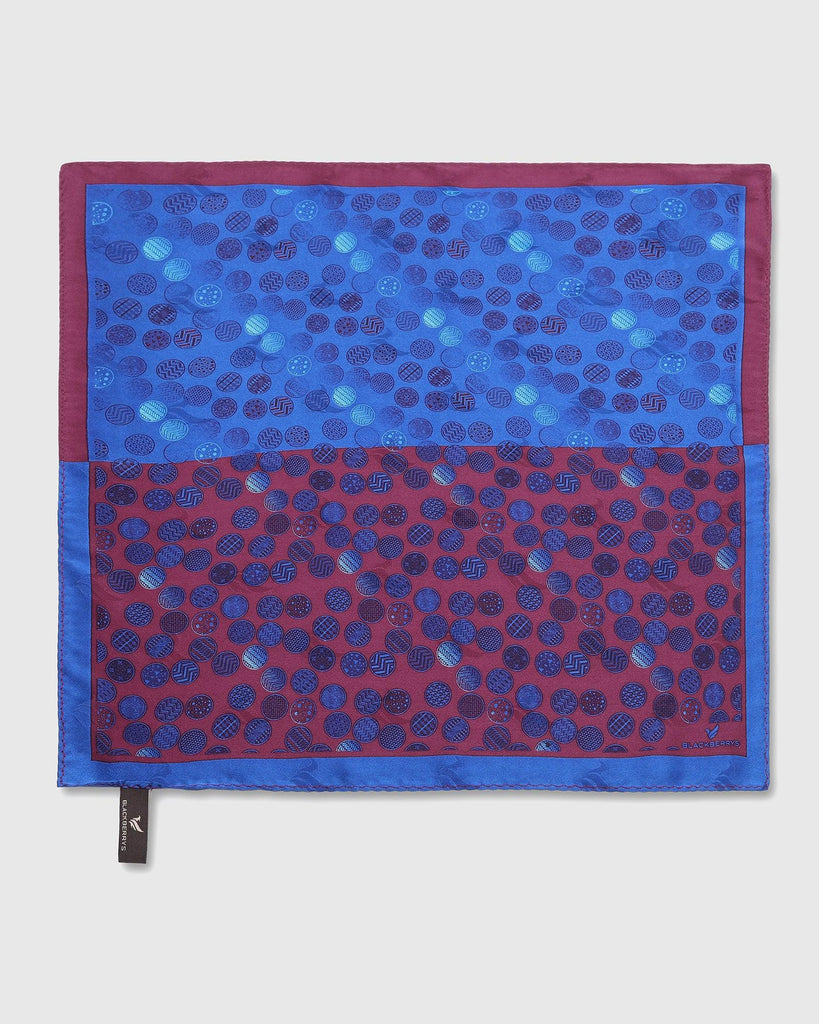 Silk Red & Navy Printed Pocket Square - Ted