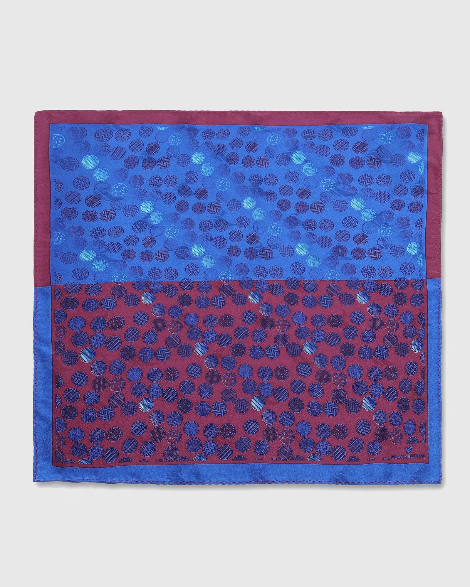 Red & Navy 100% Silk Printed Pocket Square - Ted