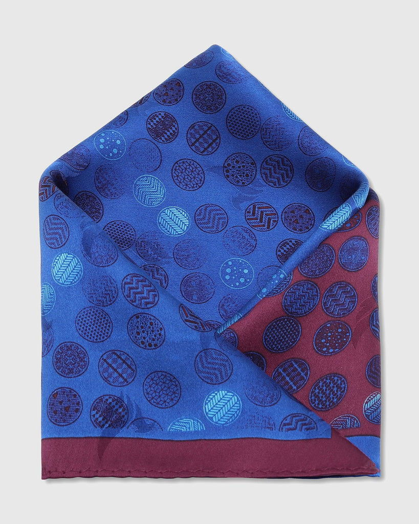 Silk Red Navy Printed Pocket Square - Ted