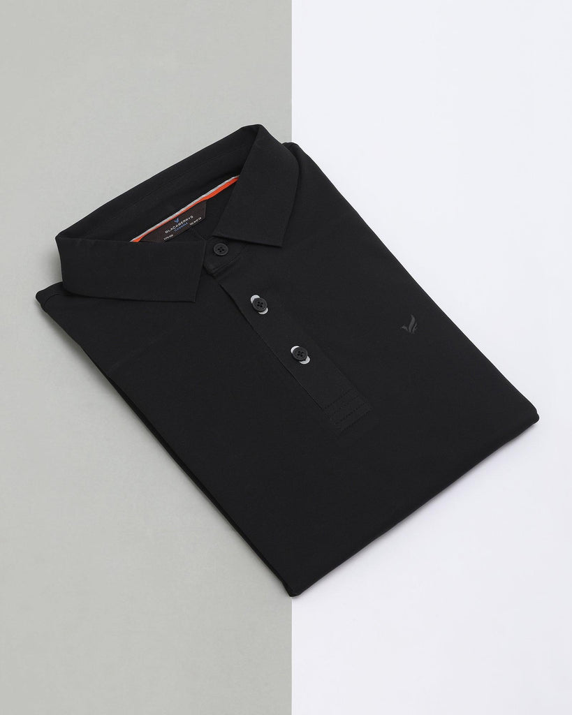 TechPro Polo Black Solid T-Shirt - Alan