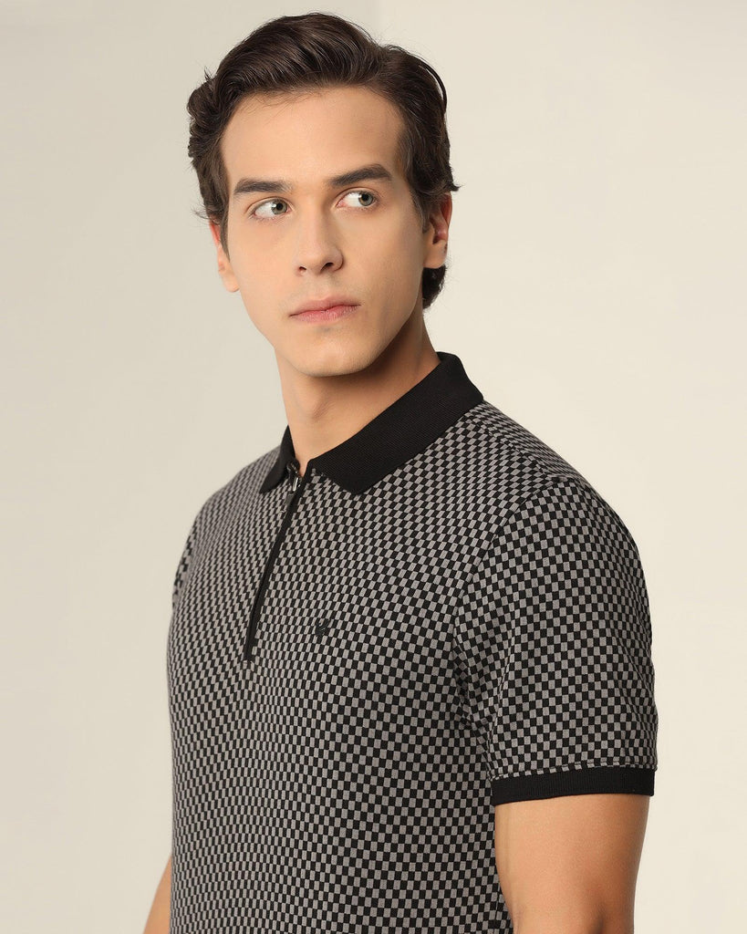 Polo Black Printed T-Shirt - Check