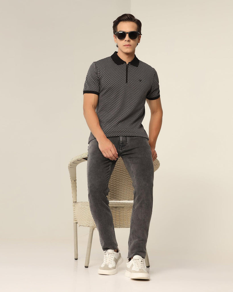 Polo Black Printed T-Shirt - Check