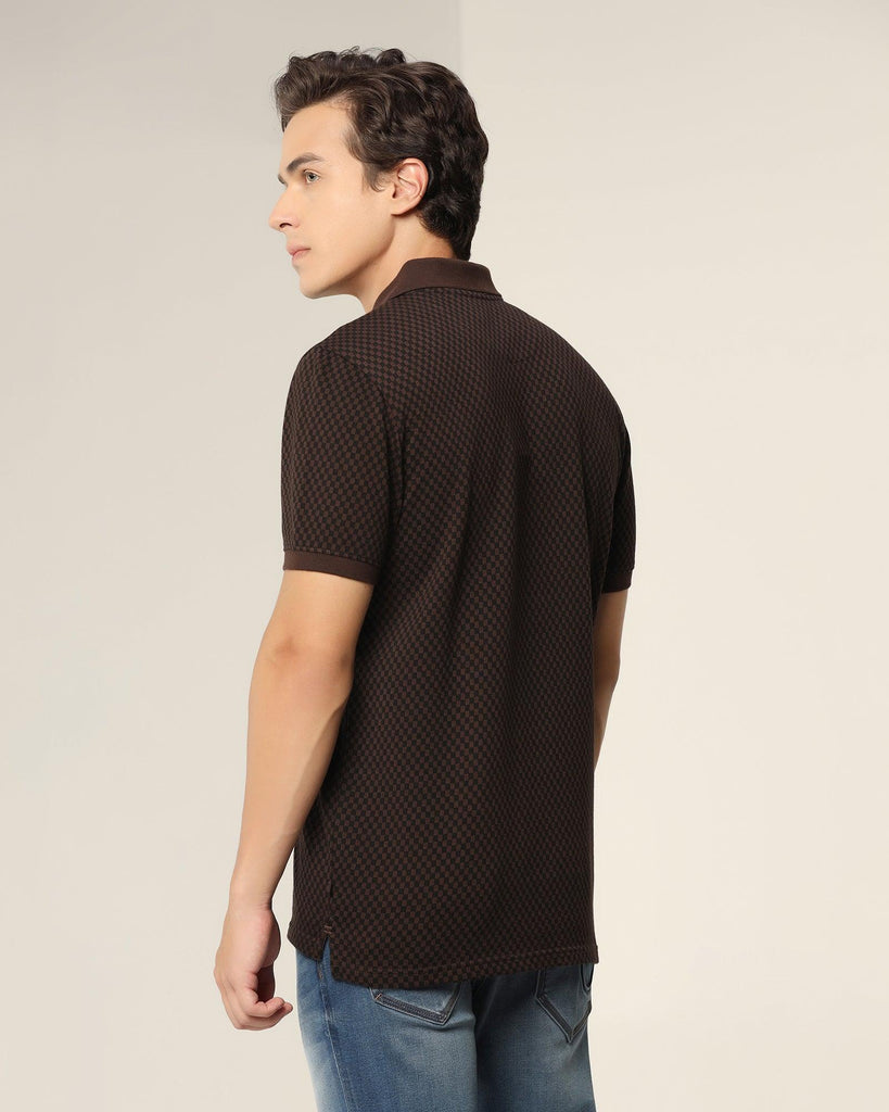 Polo Brown Printed T-Shirt - Check