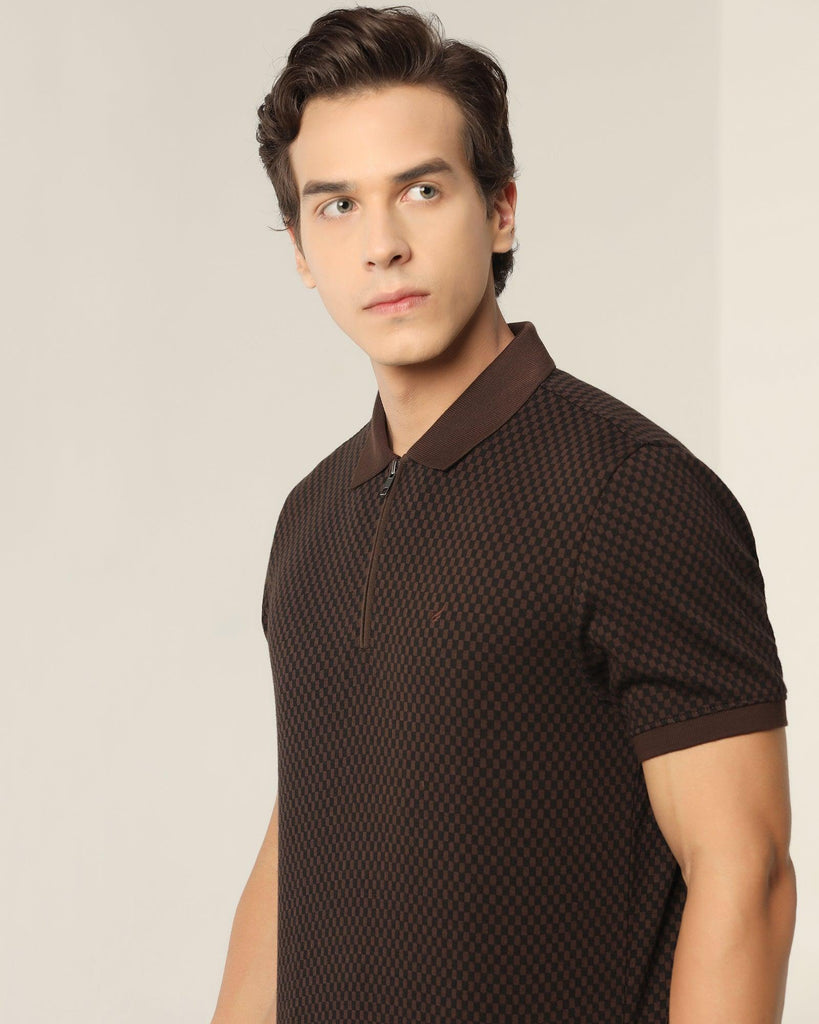 Polo Brown Printed T-Shirt - Check