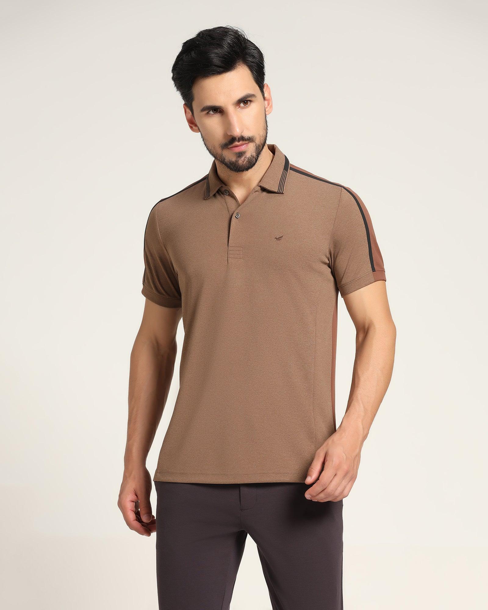 TechPro Textured Polo T Shirt In Brown (Itachi) - Blackberrys