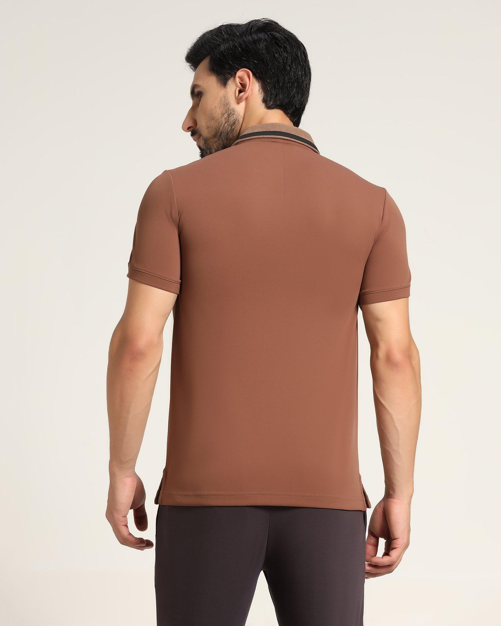 TechPro Textured Polo T Shirt In Brown (Itachi) - Blackberrys