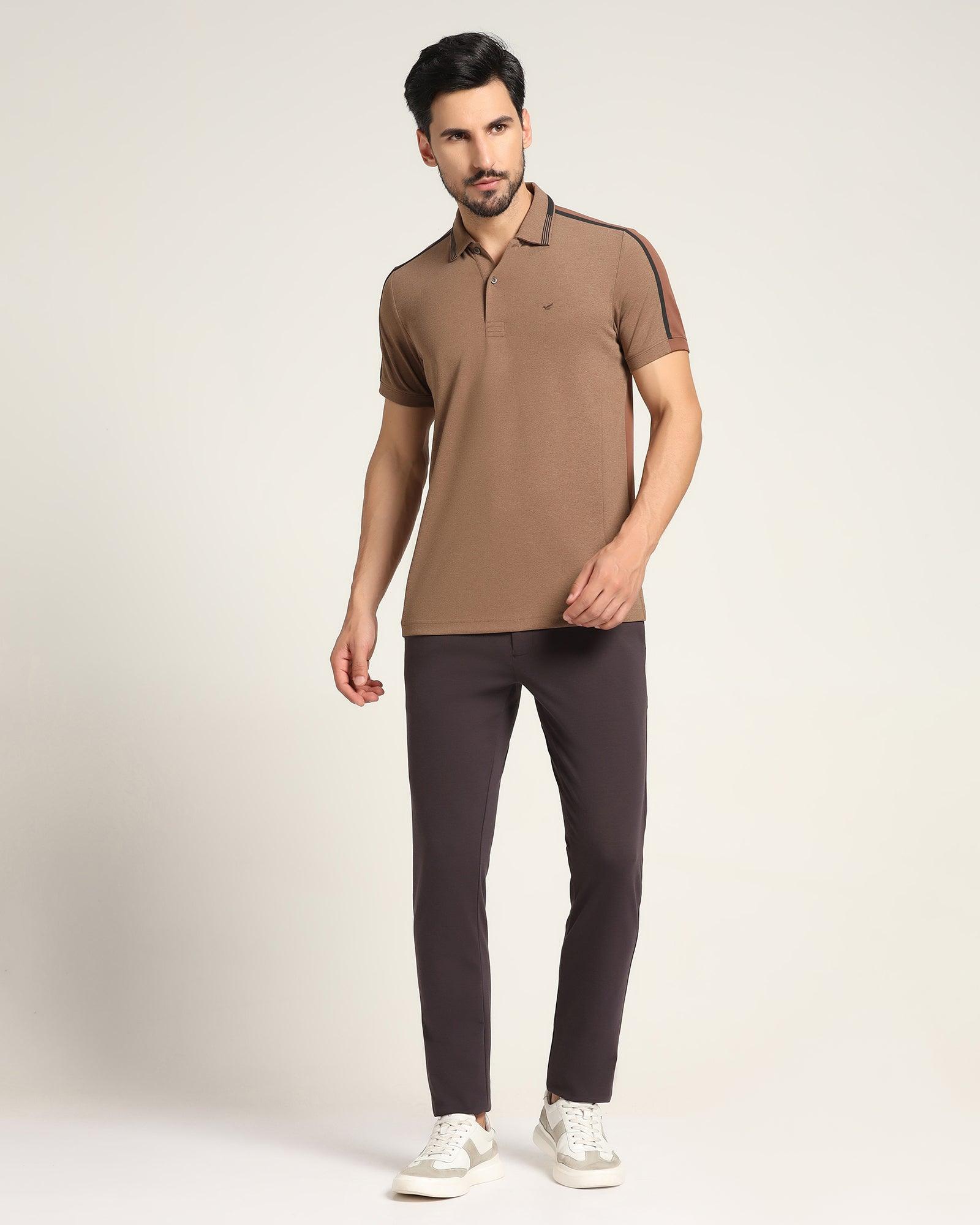 TechPro Textured Polo T Shirt In Brown (Itachi) - Blackberrys