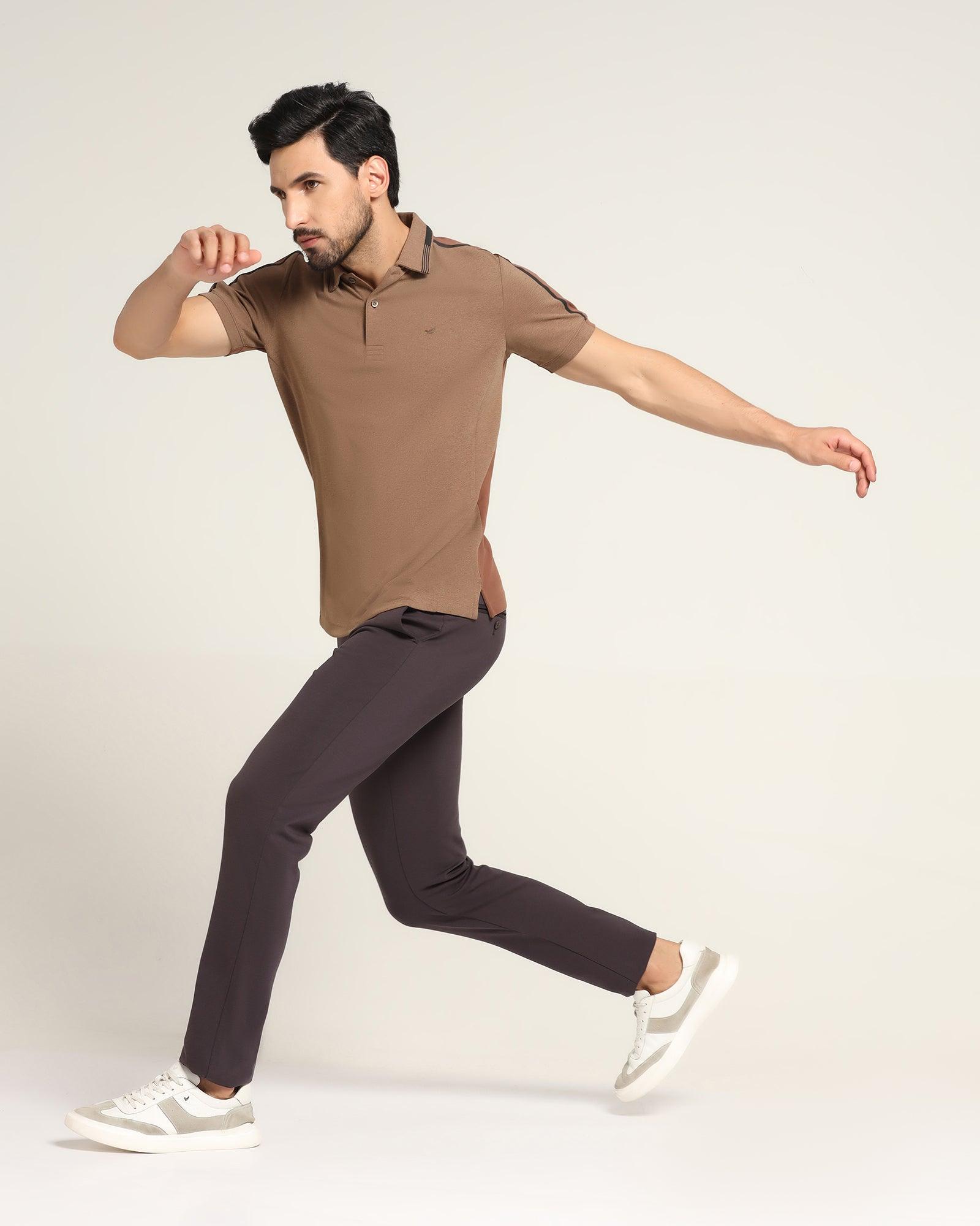 TechPro Textured Polo T Shirt In Brown (Itachi) - Blackberrys