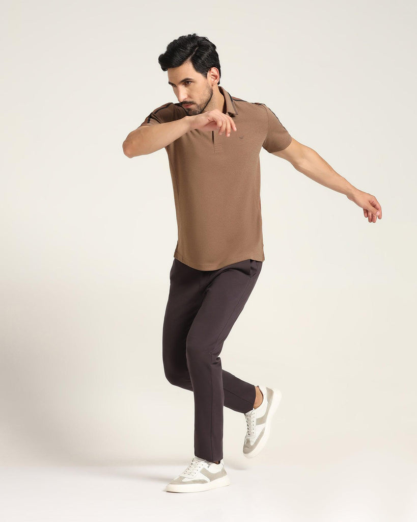 TechPro Polo Brown Textured T-Shirt - Itachi