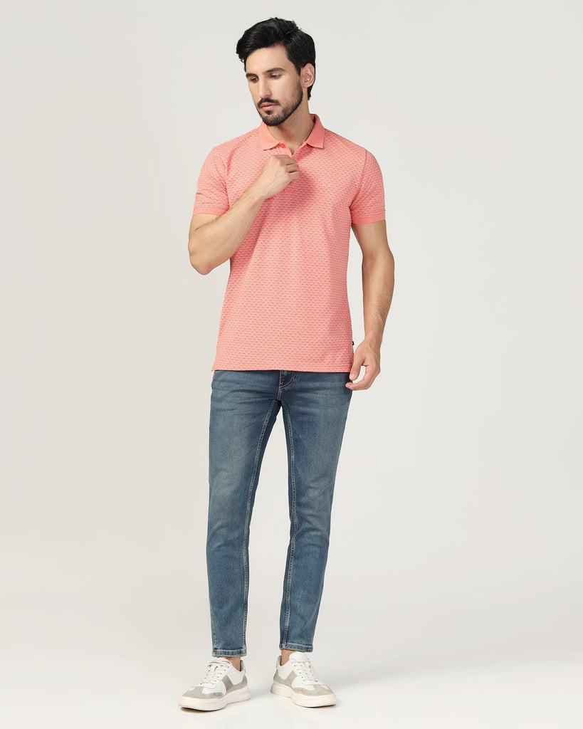 Polo Coral Pink Printed T-Shirt - Pisces