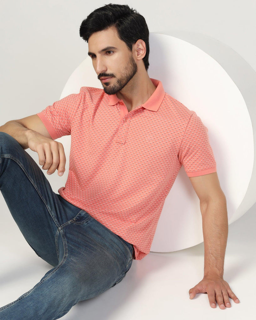 Polo Coral Pink Printed T-Shirt - Pisces