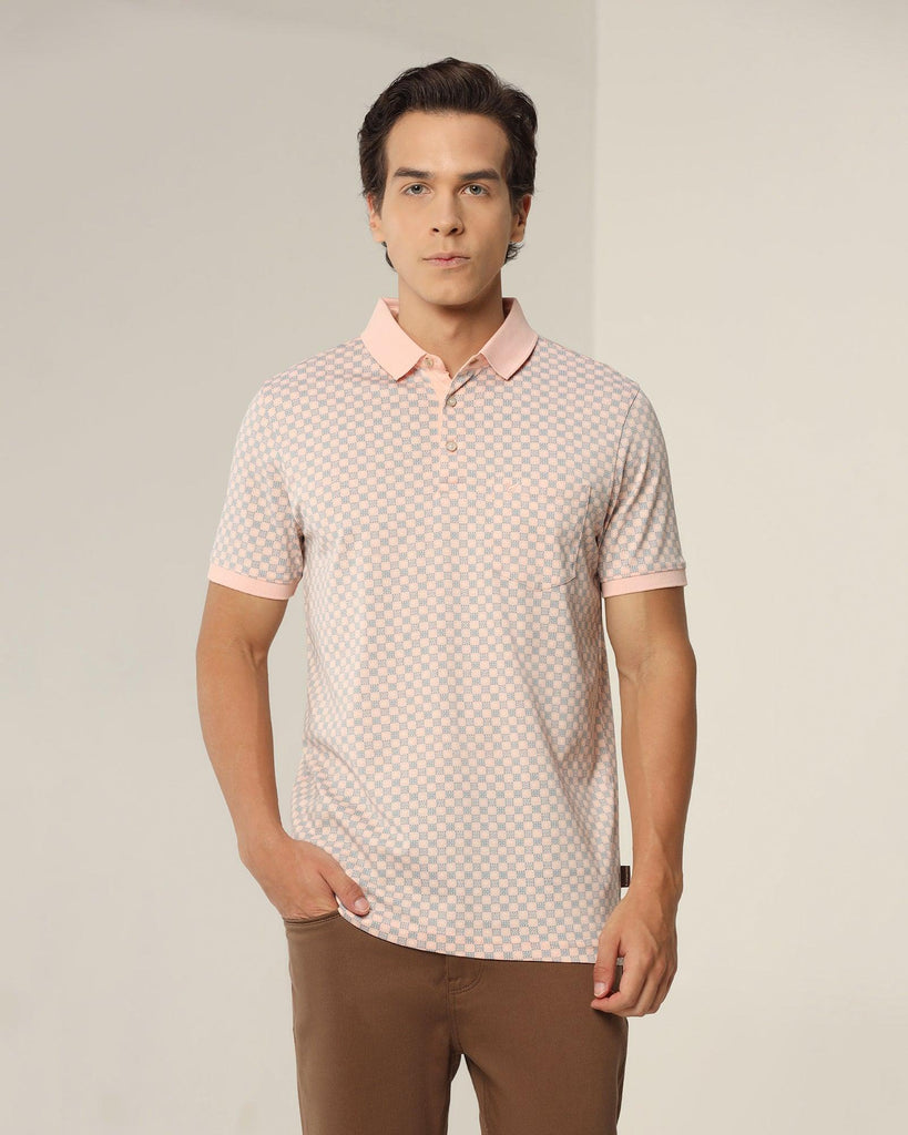 Polo Light Pink Printed T-Shirt - Ash