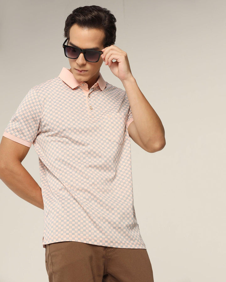 Polo Light Pink Printed T-Shirt - Ash