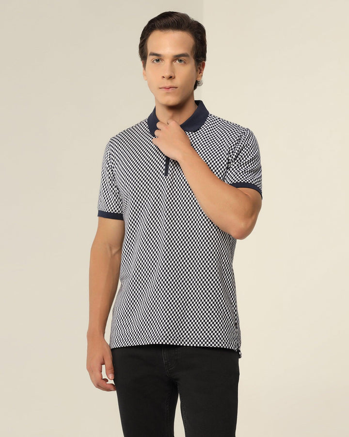 Polo Navy Printed T-Shirt - Check