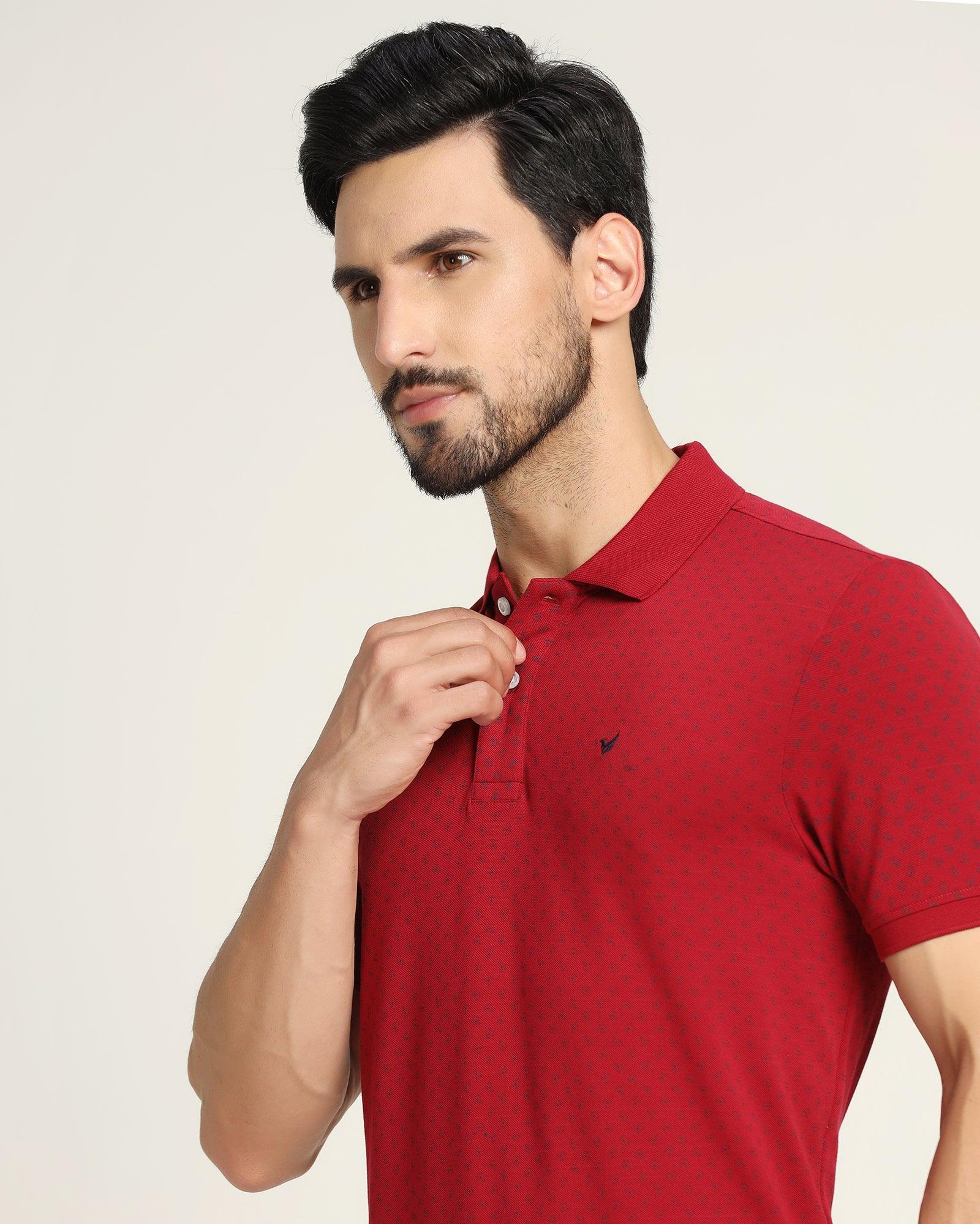 Printed Polo T Shirt In Red Zodiac ETCC2643R2MA23FL image4