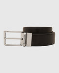 Leather Reversible Black & Brown Printed Belt - New Plum