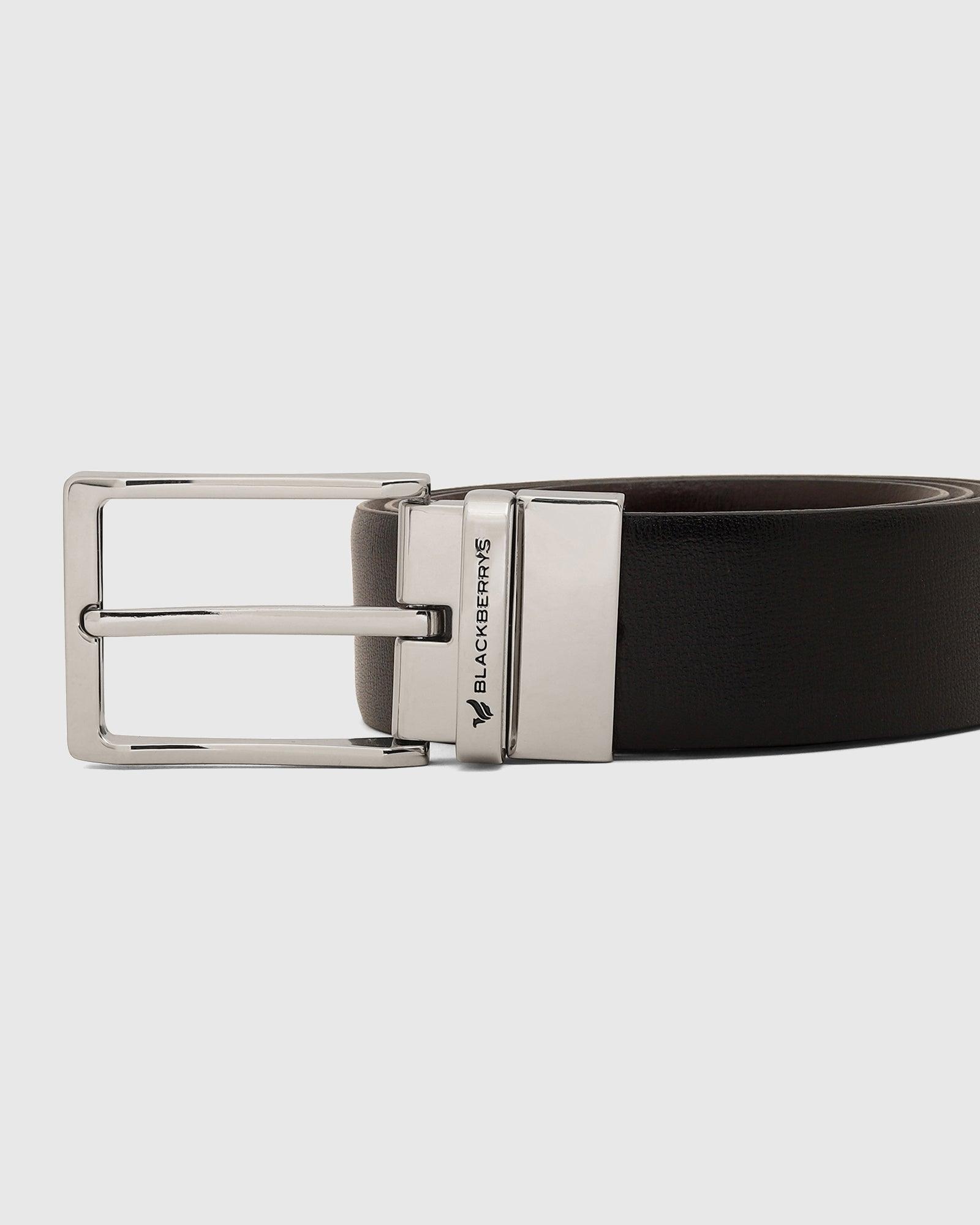 Printed Regular Fit Reversible Belt In Black (Plum) - Blackberrys
