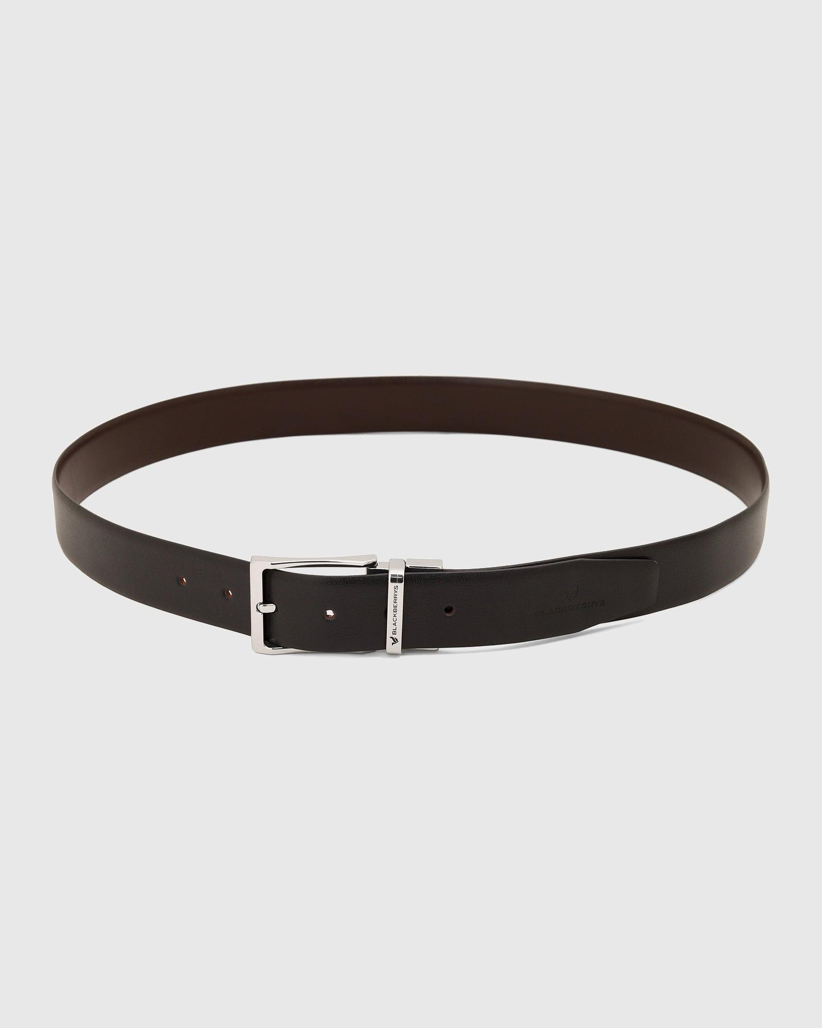 Printed Regular Fit Reversible Belt In Black (Plum) - Blackberrys