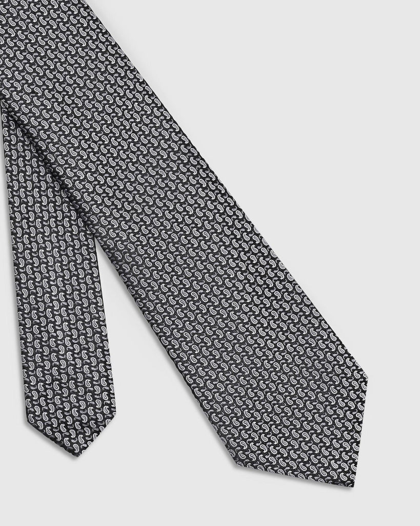 Silk Black Printed Tie - Twin