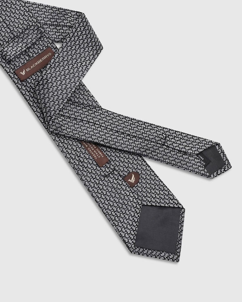 Silk Black Printed Tie - Twin