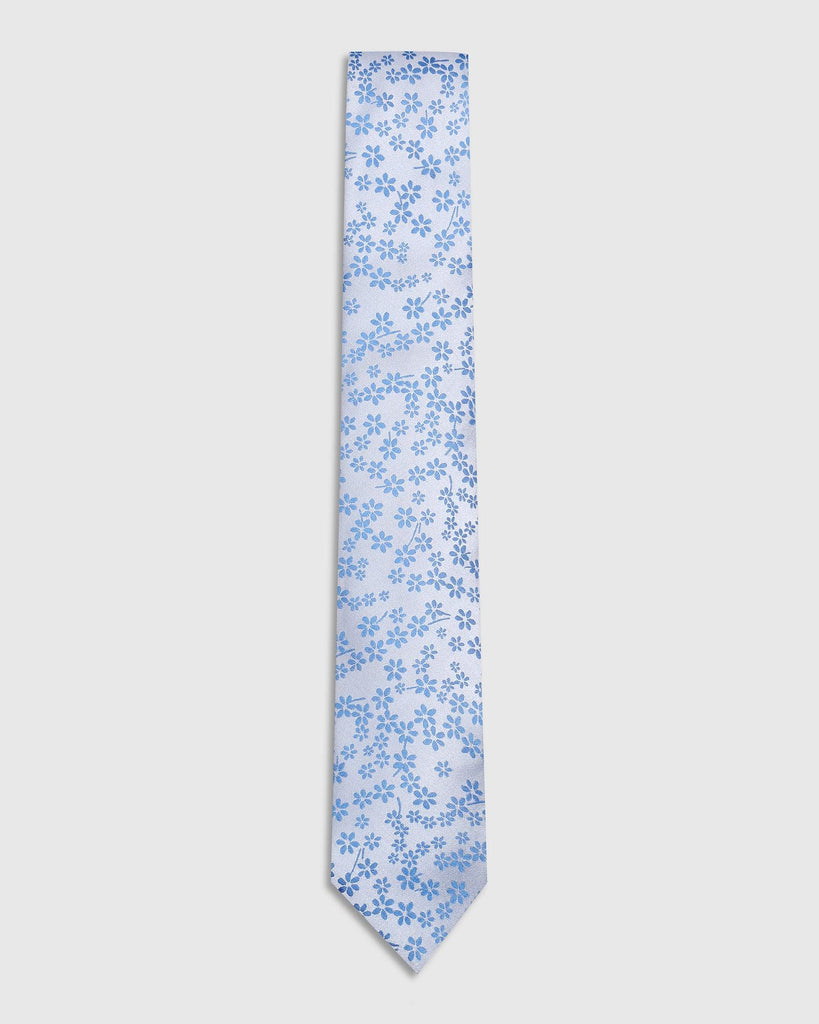 Silk Blue Printed Tie - Tara