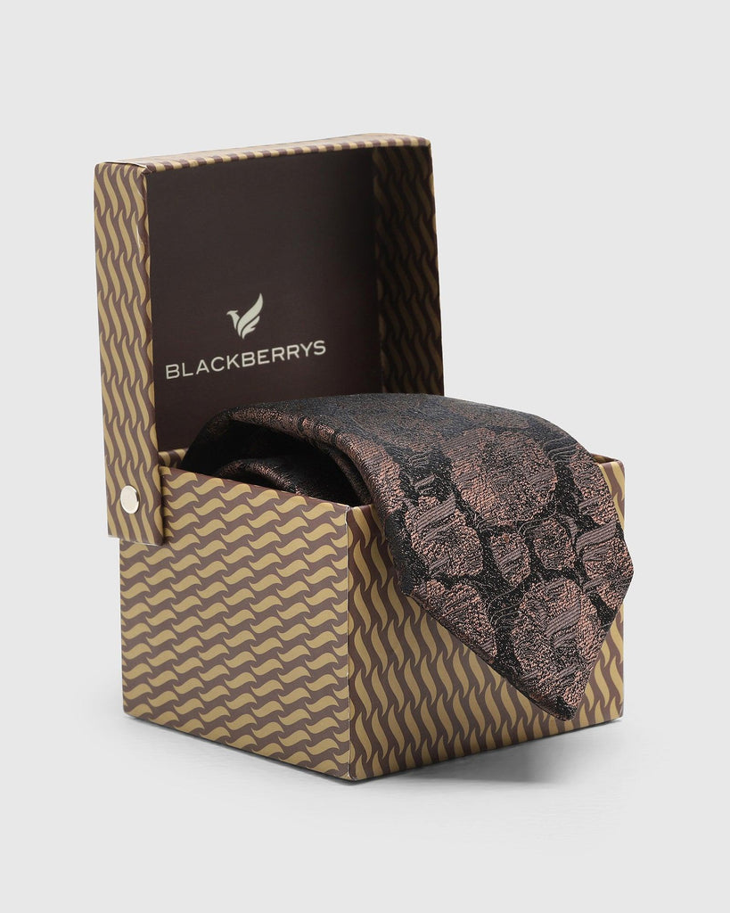 Silk Brown Printed Tie - Talisca