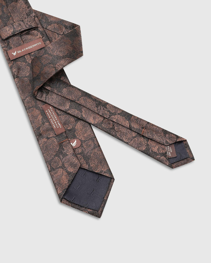 Silk Brown Printed Tie - Talisca